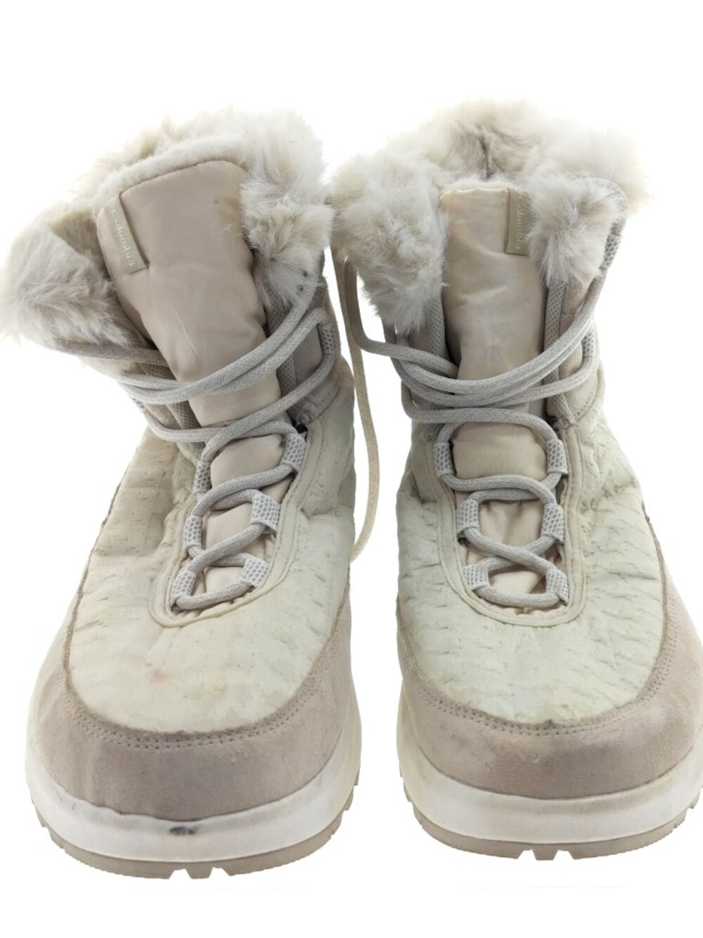 Columbia Women's 12 Waterproof Cream Faux Fur Winter Snow Boots Omni-Grip